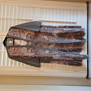 Chico's Gray and Multicolor Patterned Kimono